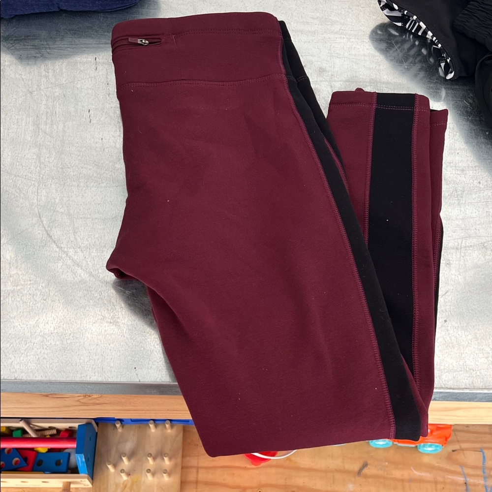 Athleta Burgundy and Black Leggings